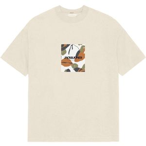 JACK & JONES - Shirt - Olijfgroen - Kwartmouw - Normale Pasvorm - Logoprint