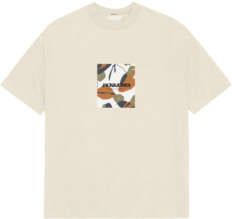 JACK & JONES - Shirt - Olijfgroen - Kwartmouw - Normale Pasvorm - Logoprint