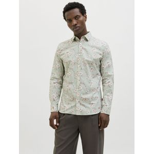 JACK & JONES Heren Jprblamonaco Print L/S Shirt, Aqua Gray, S