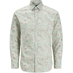 JACK & JONES Heren Jprblamonaco Print L/S Shirt, Aqua Gray, XL