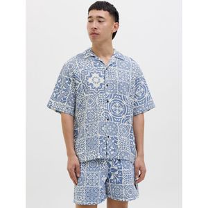 JACK & JONES Heren Jprblutristan Print Resort S/S Shirt, Quiet Harbor, S
