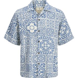 JACK & JONES Heren Jprblutristan Print Resort S/S Shirt, Quiet Harbor, XS