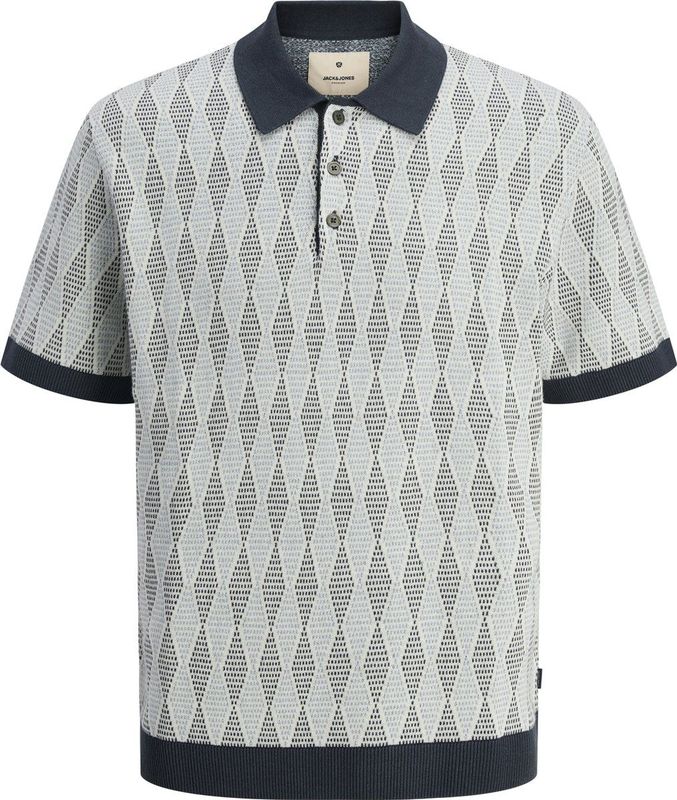 JACK & JONES - Poloshirt - Navy/Wit - Normale Pasvorm - Kwartmouw