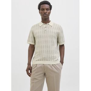 JACK & JONES Jprblujude Knit Jaquard Polo Ss voor heren, whisper white, XL