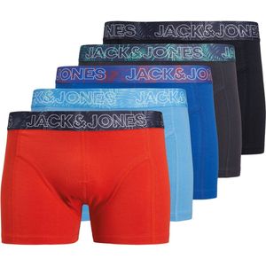 Jack & Jones - Pete Solid Trunk - Boxershorts - Blauw - Zwart - Rood - 5-pack
