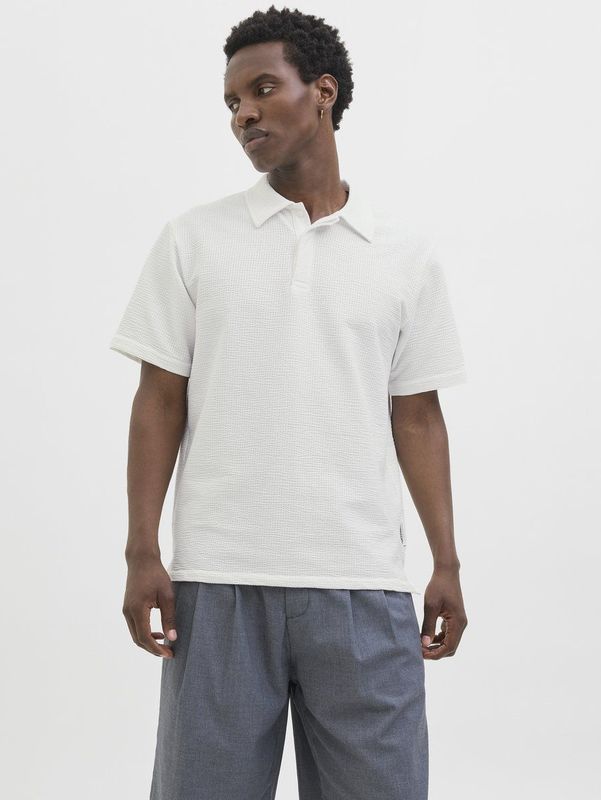 JACK & JONES - Poloshirt - Wit - Normale Pasvorm - Kwartmouw