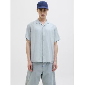 Shirt - Dobbystof - Korte Mouwen - Resortkraag - Relaxte Pasvorm - Katoen