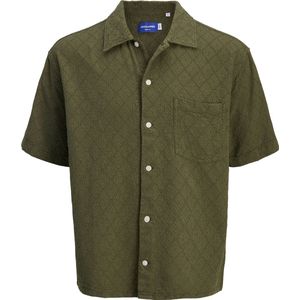 JACK & JONES - Overhemd - Olijfgroen - Comfort Fit - Halve Mouw