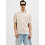 Jack & Jones - Poloshirt - Greige/Wit - Kwartmouw - Losse Pasvorm