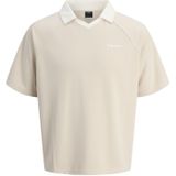 Jack & Jones - Poloshirt - Greige/Wit - Kwartmouw - Losse Pasvorm