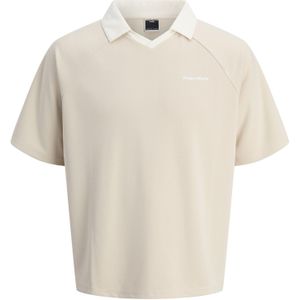 Jack & Jones - Poloshirt - Greige/Wit - Kwartmouw - Losse Pasvorm