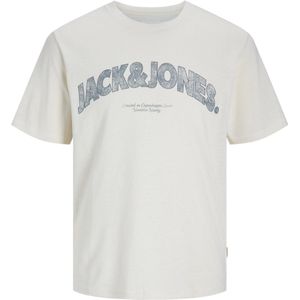 JACK & JONES - Joralmeria Bold Branding Tee - T-shirt - Wit/Blauw - 1 stuk