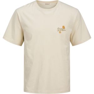 JACK & JONES Joralmeria Chain Stitch Tee Ss Crew Neck voor heren, antiek wit., XL