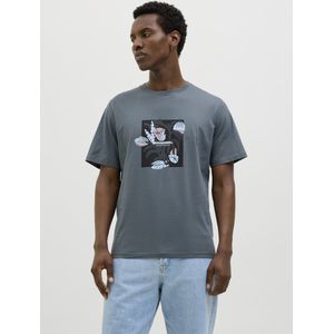 JACK & JONES Joralmeria Front Tee Ss Crew Neck voor heren, stormy weather, XL