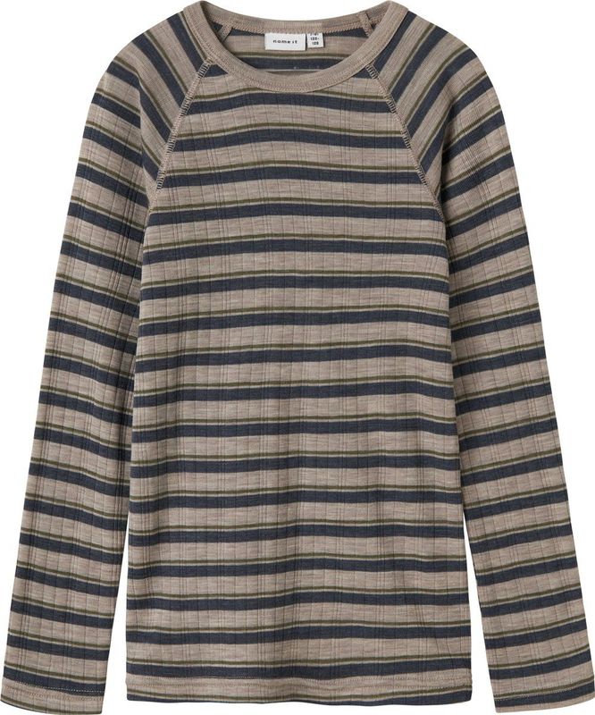 Top - Multicolor - Wollen Stof - Ronde Hals - Lange Raglanmouwen