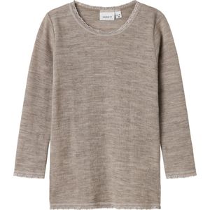 Merino Wol Top - Lange Mouwen - Ronde Hals - Kantdetail - Regular Fit