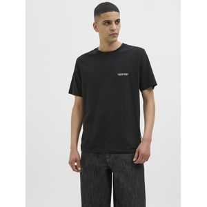 JACK & JONES Jorcanggu Slub Element Back Tee Ss Cn voor heren, zwart, S