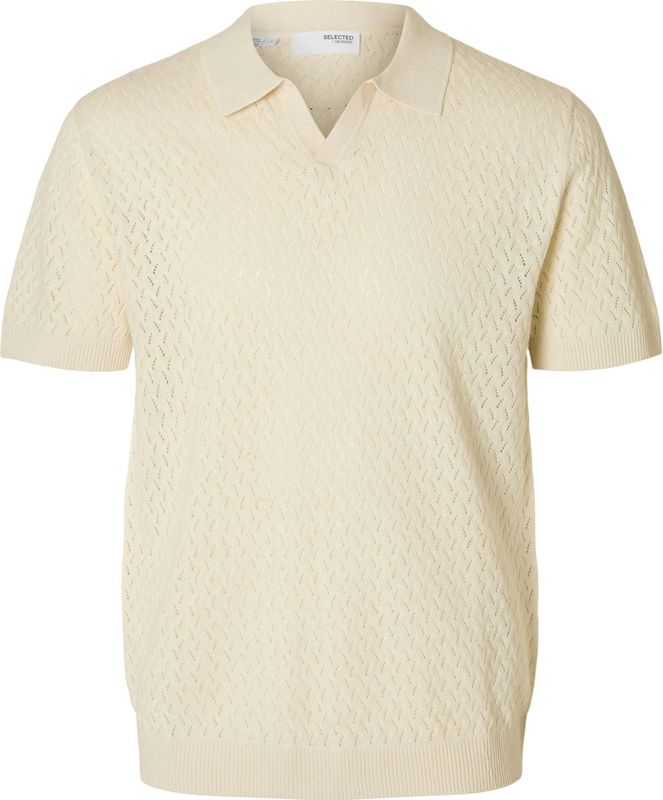 Regular fit poloshirt in gehaakte look, model 'LINO'