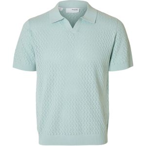 SELECTED HOMME - SLHLINO - Poloshirt - Lichtblauw - Gebreid