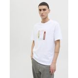 JACK & JONES - Shirt - Olijfgroen - Ronde Hals - Kwartmouw