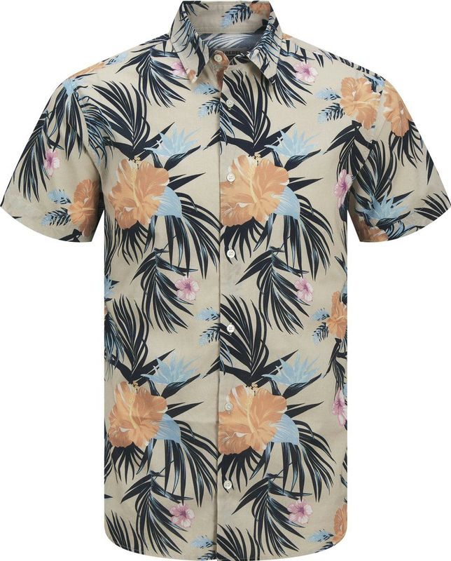 JJ Rebel - JREBBASTIAN - Overhemd - Beige Lichtblauw Lichtoranje Zwart - Regular Fit