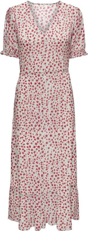 ONLY CARMAKOMA - A-lijn Jurk - Korte Mouw - V-hals - Viscose - Middel Lengte