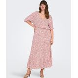 ONLY CARMAKOMA - A-lijn Jurk - Korte Mouw - V-hals - Viscose - Middel Lengte