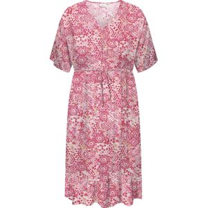 ONLY CARMAKOMA - Carmarrakesh Life 2/4 V-Neck Dress Aop - Zomerjurk - Roze