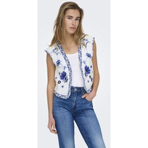 Only - Onlthyra Life Gilet - Cloud Dancer - Witte Basis - Bloemenborduursels