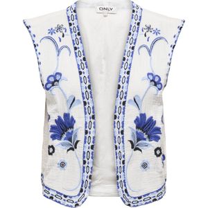 Only - Onlthyra Life Gilet - Cloud Dancer - Witte Basis - Bloemenborduursels