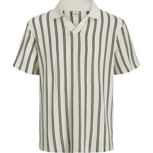 JACK & JONES Heren poloshirt gestreept poloshirt, cloud dancer, XL