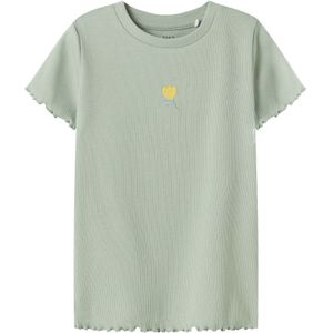 NAME IT Nmfvivemma Ss Slim Top voor meisjes, Aqua Gray, 104