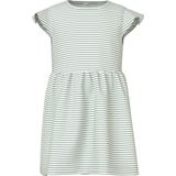 Name It Jurk - NmfVinanna - Aqua Grijs/Bright White - Name It - 5 jaar (110) - Jurk