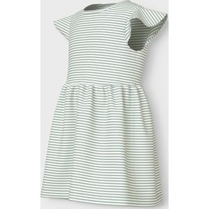 Name It Jurk - NmfVinanna - Aqua Grijs/Bright White - Name It - 5 jaar (110) - Jurk
