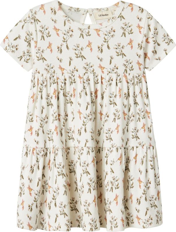 Jerseyjurken - Korte Mouwen Jurk - All-over Print - Ronde Hals - Knoop en Lussluiting