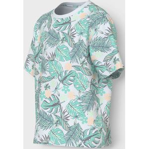 Name It T-Shirt - NkmValmas - Bright White/Green Leaf - Name It - 6 jaar (116) - T-Shirts