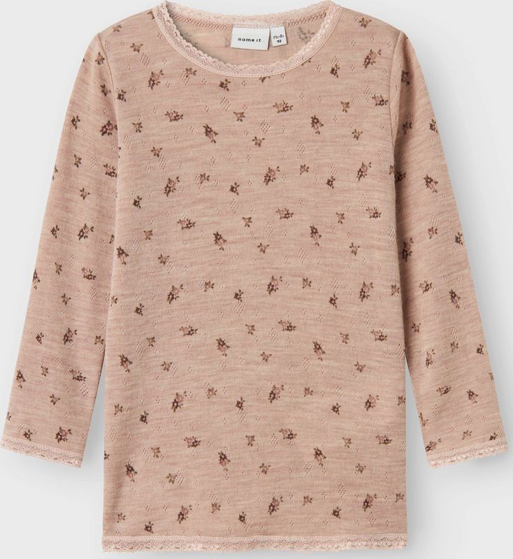 Needle Drop - T-shirt - Print - Ronde Hals - Lange Mouwen - 100% Merinowol