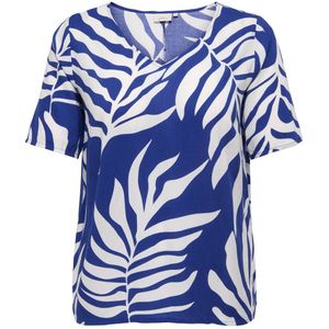 ONLY CARMAKOMA - Carhelen Life Ss Top Aop Bs - Top - Donkerblauw