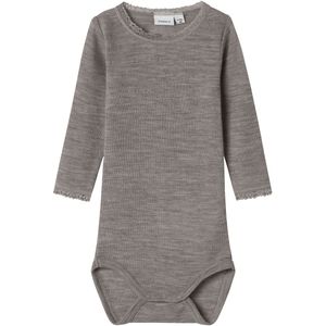 Merino Wol - Romper - Lange Mouwen - Drukknoopsluiting - Kantdetail