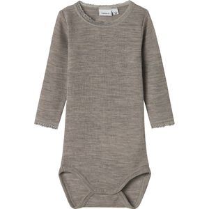 Merino Wol - Romper - Lange Mouwen - Drukknoopsluiting - Kantdetail