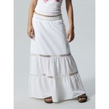 Lange Rok - Geweven Stof - Elastische Taille - Geborduurd