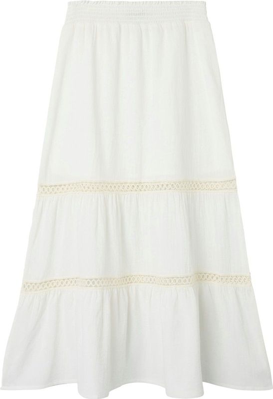 Lange Rok - Geweven Stof - Elastische Taille - Geborduurd