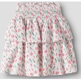 Rok - All-over Print - Geweven Stof - Elastische Taille - Gesmokt Detail