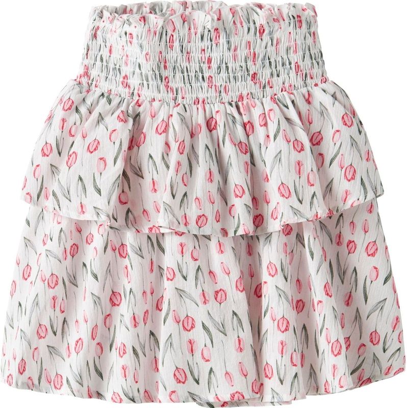 Rok - All-over Print - Geweven Stof - Elastische Taille - Gesmokt Detail