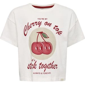 ONLY KOGCHARLOTTE LIFE SS LOOSE BOX CS JRS Meisjes T-shirt - Cloud Dancer Happy