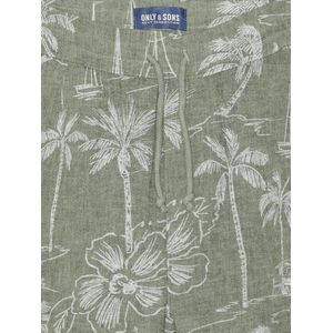 ONLY & SONS JUNIOR - Korte Broek - Groen/Wit - Katoen/Linnen