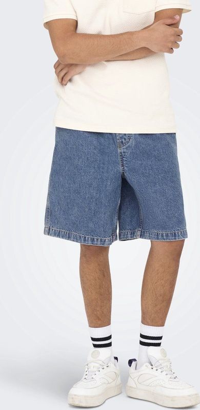 Onsfade - Mid Waist Loose Fit - Denim Shorts - Stonewash