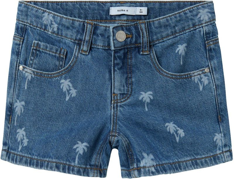 Denim - Shorts - Regular Fit - All-over Print - Verstelbare Taille