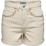 Only - ONLJOSEPHINE - Korte Broek - Ecru/Emb - Hoge Taille, Regular Fit, 5-Pocketstijl