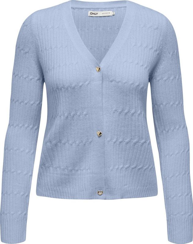 Only - Onlkatia Ls Cable V-neck Cardi - Kentucky Blue/W. Melange - Vest